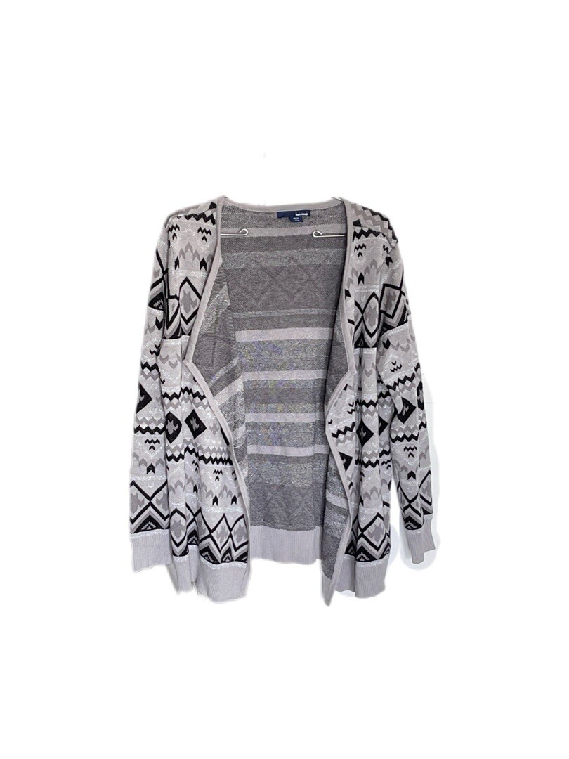 Basic Editions Black Gray Cotton Blend Open Cardi… - image 2