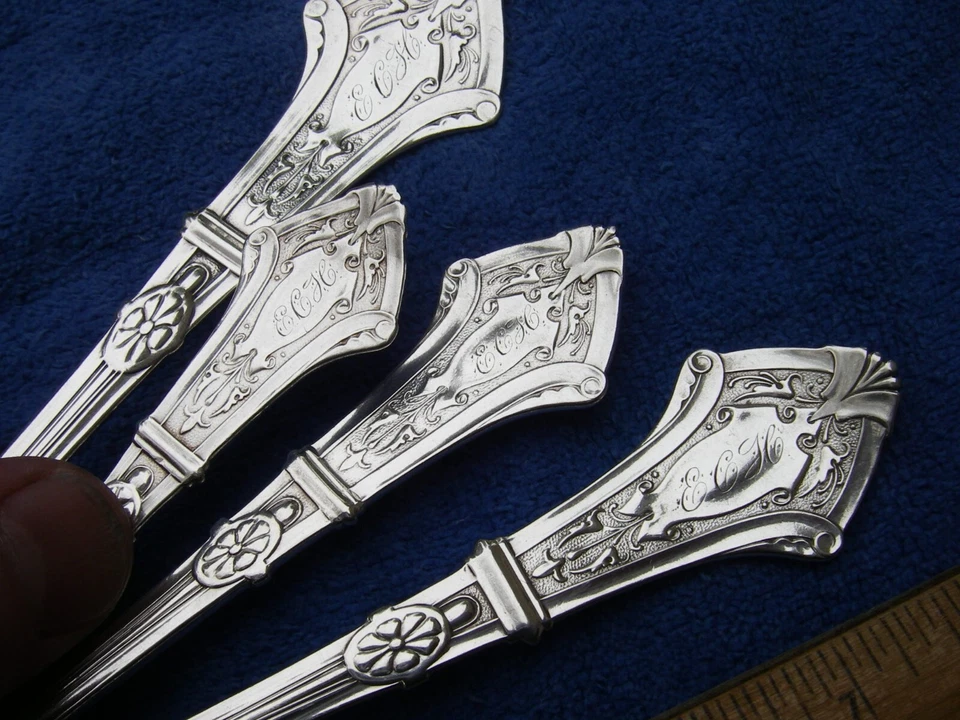 RARO! Juego de 38 piezas de cubiertos de plata George Sharp patrón gótico moneda-mono ECH-NR Foto 4 de 4