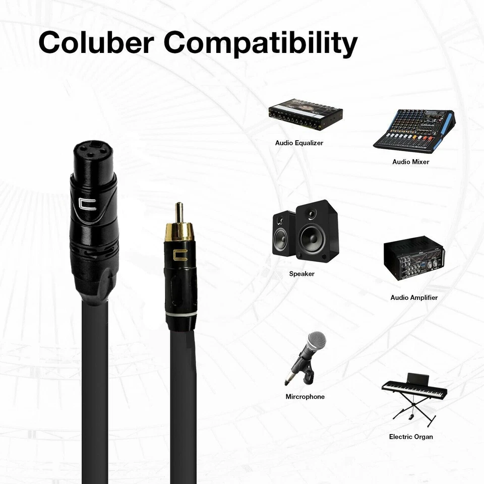 3-Pin XLR Female to RCA Male Unbalanced Mono Cable - Custom Length, Color Cord - Image 3 of 4