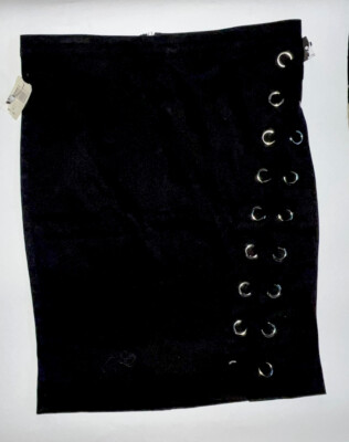 NWT Switchblade Stiletto Steady Black Pencil Skirt eyelets lace-up Pin Up Large