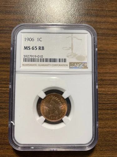 1906-P Indian Head Penny Cent 1C NGC MINT STATE 65 MS 65 Red Brown (RB)