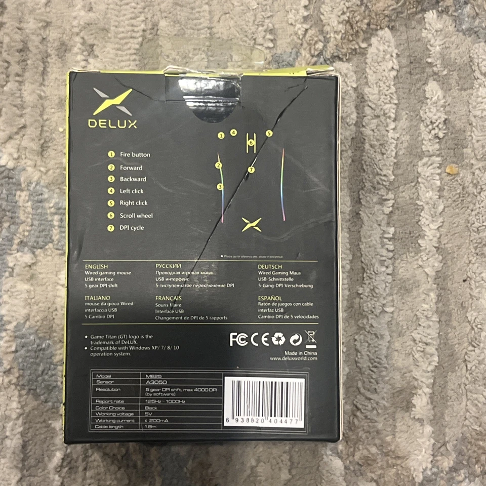 DELUX M625 RGB Gaming Mouse Wired, 7 Programmable Buttons, 5 Gear DPI Shift - Image 3 of 4