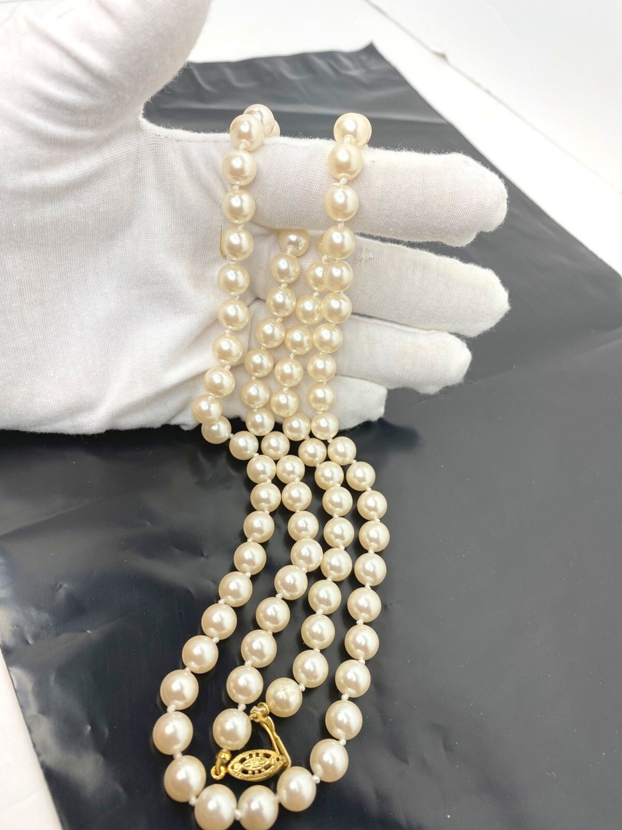 Vintage Graduated Faux Pearl Necklace 835 Silver Paste Clasp  Vintage estate jumbo faux costume pearl necklace with 925 Sterling silver clasp main image 1