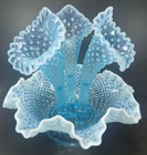 Vintage Fenton Glass 1948 BO Blue Opalescent 'Diamond Lace 4 Piece Epergne