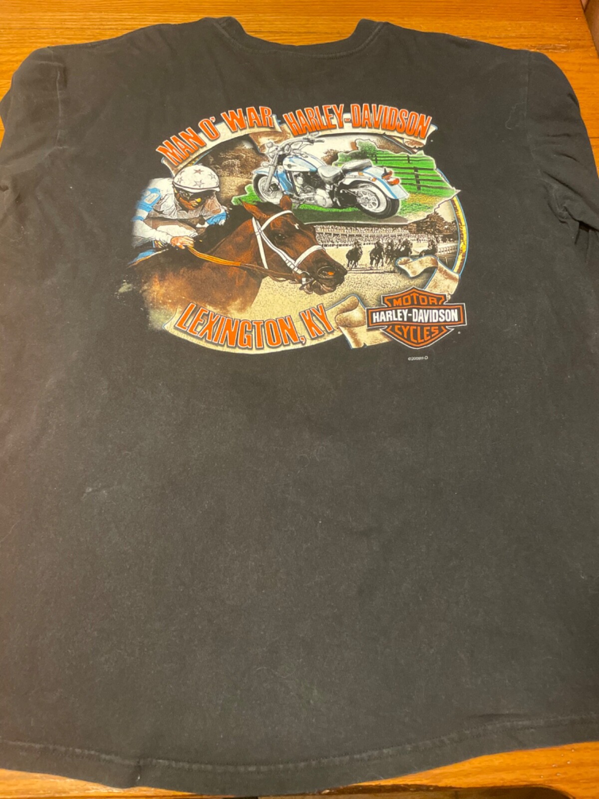 Man ‘O War Harley Davidson Double Sided Black Long Sl… Gem