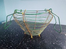 Vintage French Handmade WIRE WORK EGG BASKET * Green Yellow * 24 Egg * 1950s VGC