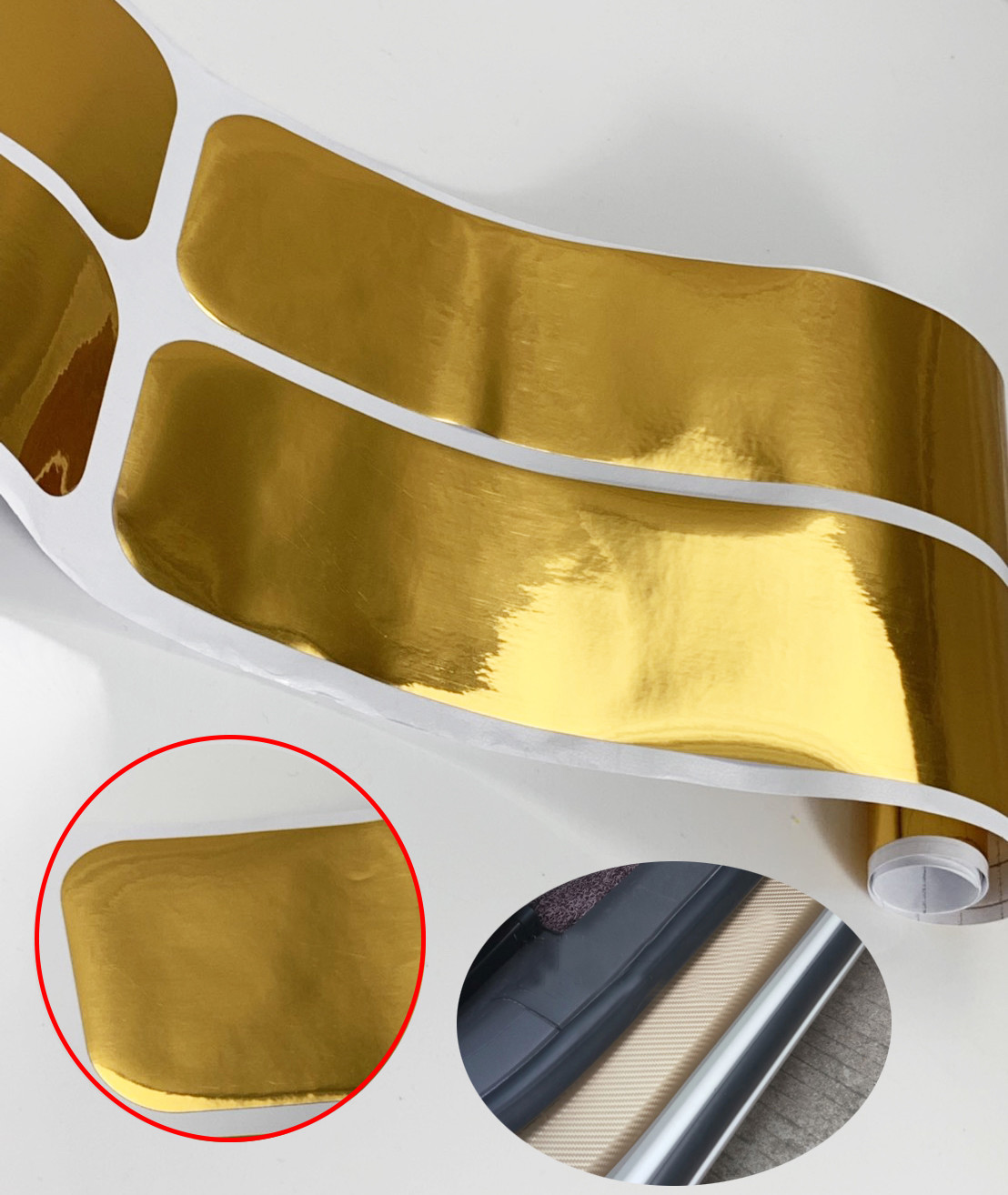 4x Sticker NEO Chrome Gold Vinyl Decal Door Sill Step Scratch Protect ...