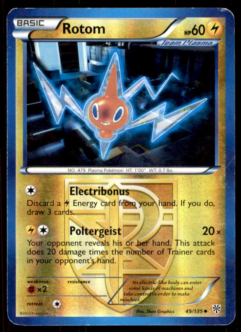 Pokemon Black & White - Plasma Storm Rotom Reverse Holo #49 Heavy Play