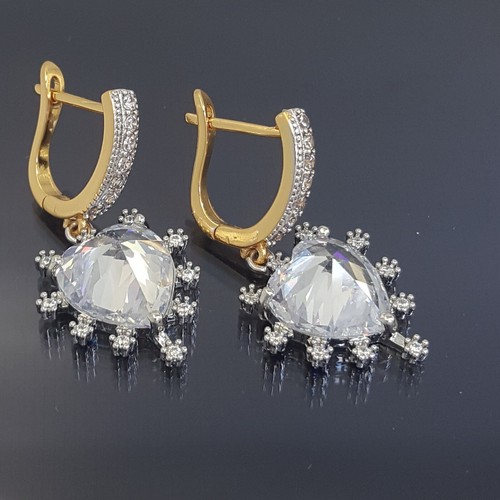 18K Gold Filled Stunning Italian Simulated Diamond 18ct GF Heart Earrings 35mm - Picture 7 of 9