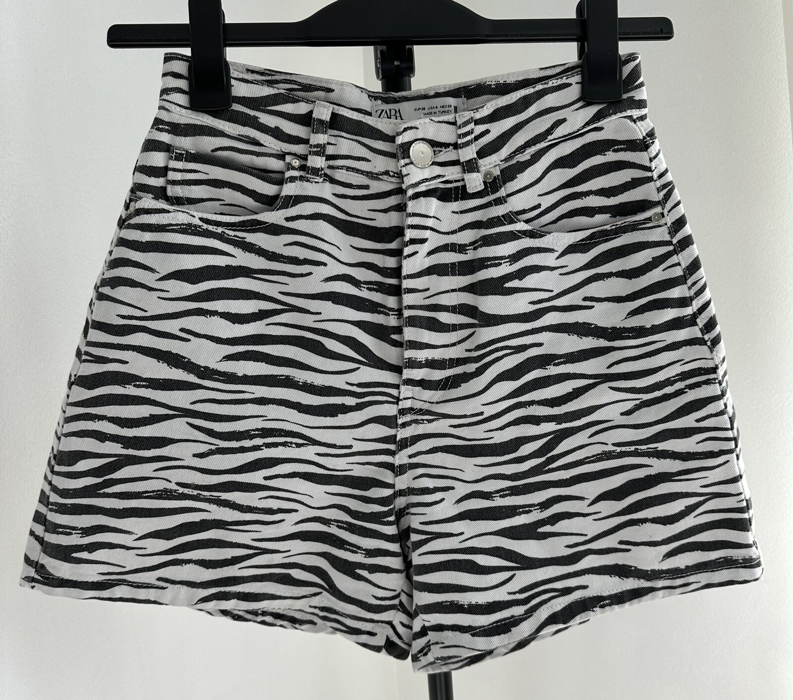 ZARA Black & White ZEBRA ANIMAL PRINT HIGH WAISTE… - image 1