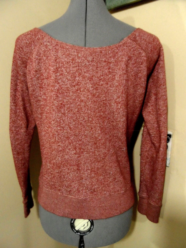 YOUNG & RECKLESS Skater Sudadera Top XS Rusty Ladrillo Rojo Fuera del Hombro Suéter Foto 3 de 4