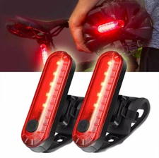 2x USB Rechargeable LED Bike Tail Light Bicycle Safety Cycling Warning Rear Lamp