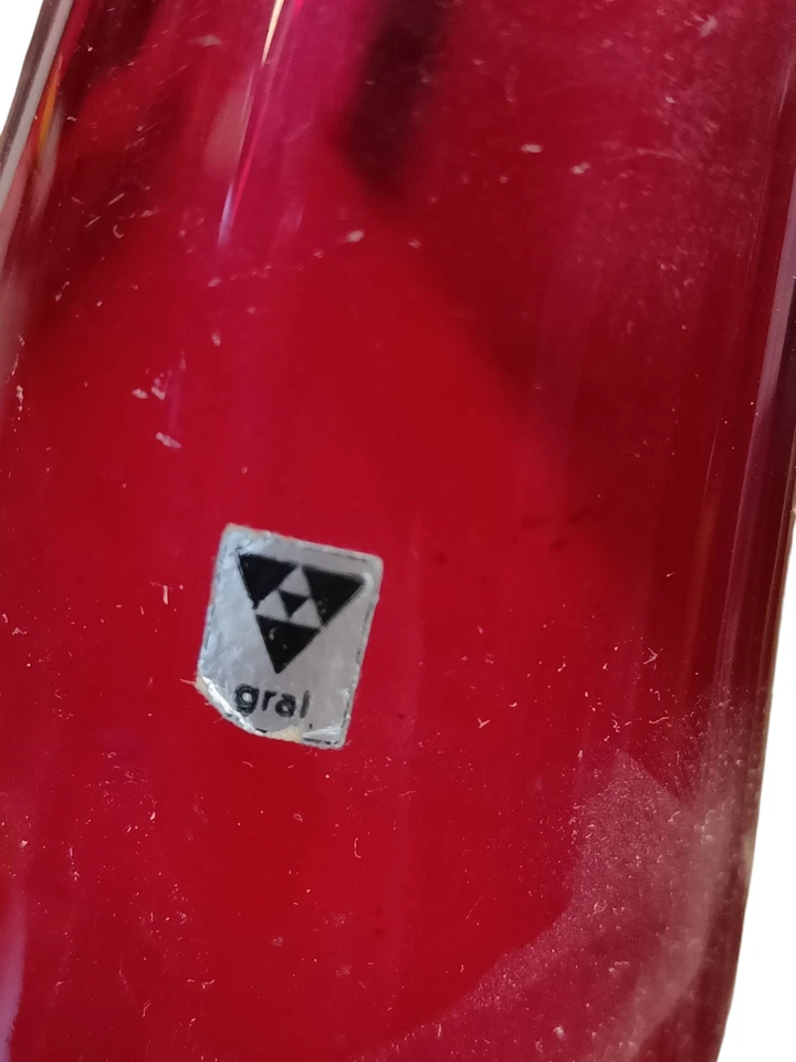Gral Vintage Mid-Century Glasvase rot Deko Blumenvase 16,5cm Retro Dekorativ - Bild 2 von 4