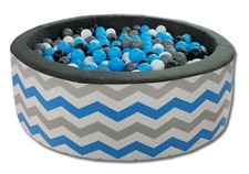 Ballpool Kugelbad Bällchenbad Bällchenpool 200 Bällen ZigZack 90x30cm blau