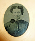 Antique Tin Type Photo Smiling Young Lady Matted 1800s