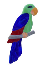 STAINED GLASS hand pre cut MOSAIC Inlay tile, stepping stone, PARROT 8" X 3.5"
