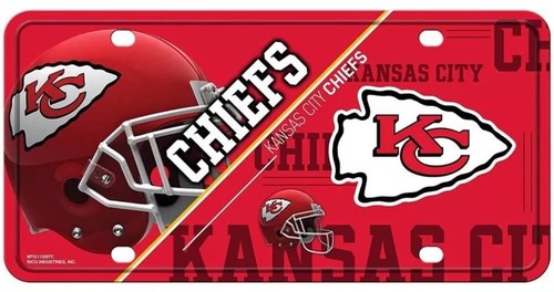 Kansas City Chiefs Split Design Metal License Plate 6” X 12” Auto Tag Fan Gift