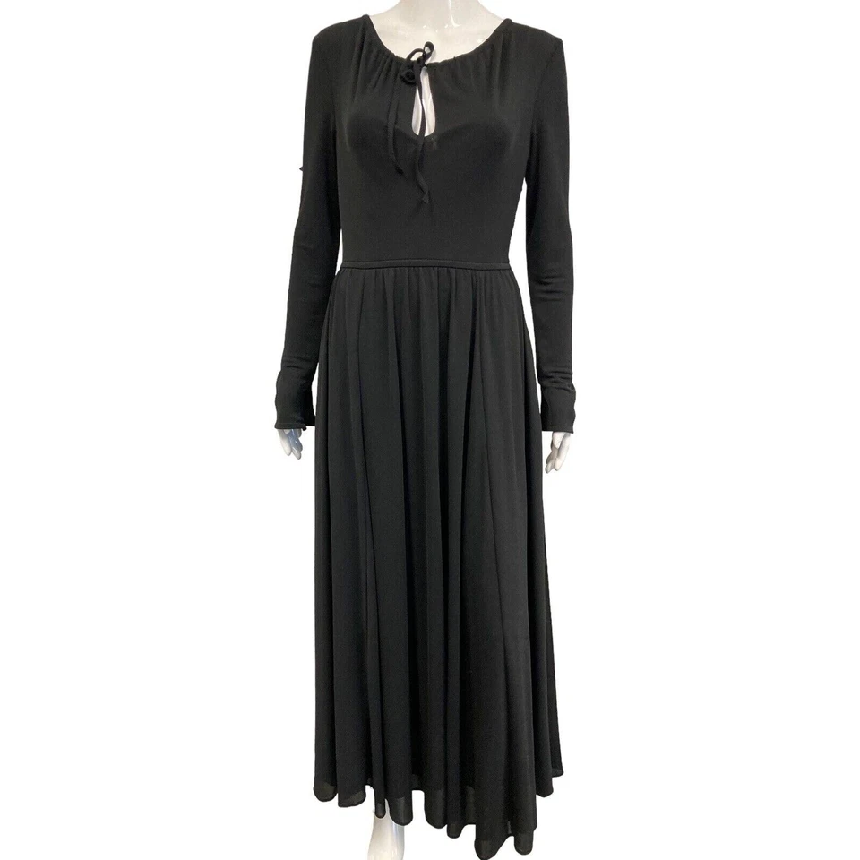 Maxi Vestido de Noche BOTTEGA VENETA $4100 Negro Manga Larga Cuello en V EU 38 US 2 Foto 3 de 4