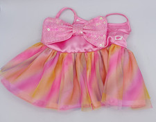 Build-A-Bear Pink Tulle Party Dress w Sequin Bow Sleeveless BAB Outfit