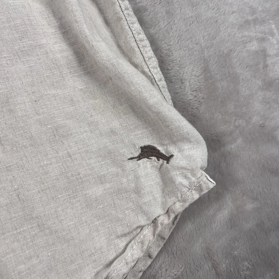 Tommy Bahama Shirt Mens Extra Large XL Beige Button Up Short Sleeve 100% Linen - Image 2 of 4