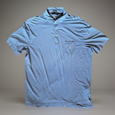 Ralph Lauren Polo Golf Shirt Mens Large Blue Stretch Lisle Soft Touch