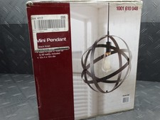 Home Decorators Orbit 1-Light Black Mini Pendant with Black Metal Strap Design