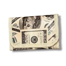 Lucky Wallet Tri-Fold Benjamins 100 US Dollar Bill Novelty Zip Bill Pocket B-7