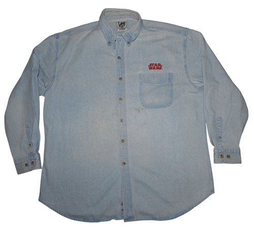 Camicia vintage Star Wars Darth Maul uomo XL ricamata Lee sport denim jeans anni 90 - Foto 2 di 7