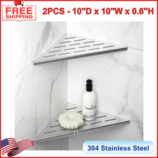 10'' Corner Shower Shelf 2PCS, 304 Stainless Steel Grout in Shelves for Tiled
