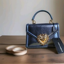 Dolce&Gabbana Devotion Small Metallic Blue Le...