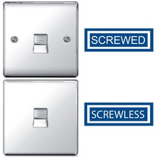 Image of BG Polished Chrome Switches & Sockets Full Range Screwed Or Screwless Flatplate