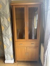 OAK Morris 2 Door Display Unit Oak Finish Excellent Condition H 200 cm  W 90cm