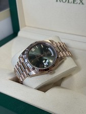 Rolex Day-Date Olive Green Men's Rose Gold Bracelet Watch - 228235