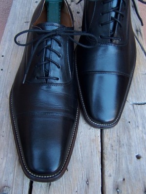 NORDSTROMS Mens Dress Shoes Black Leather Lace Up Cap Toe Oxford Size 10.5M NWOT