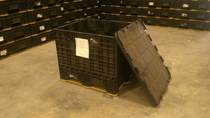 Collapsible Bulk Container with Lids - 48" x 40" x 39" - Knockdown Buckhorn Tote