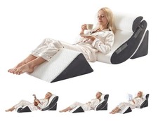Orthopedic Foam Bed Wedge Pillow Set 4 Piece White Grey Post Surgery Support