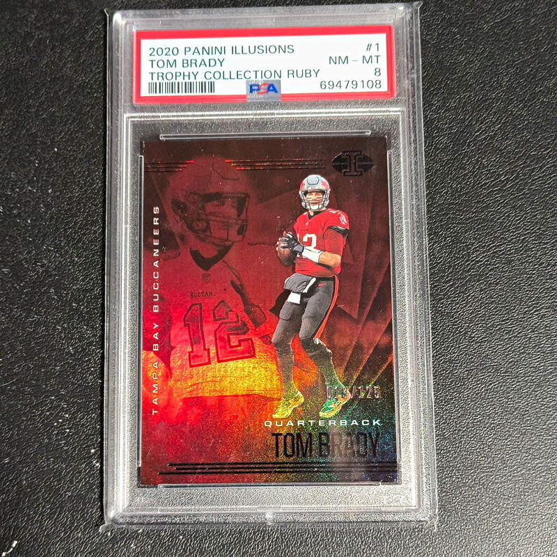 Panini 2020 Illusions Tom Brady #1 Trophy Collection Ruby /125 PSA 8 Bucs
