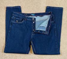 WILLIAM HUNT STRETCH DENIM DEEP INDIGO BUTTON FLY JEANS 38 / 33