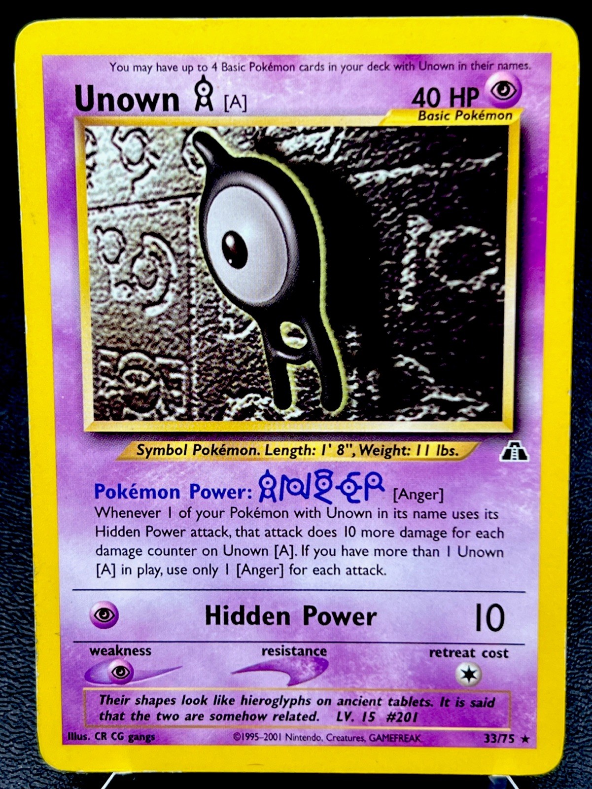 Unown A 33/75 MP Non Holo Rare Neo Discovery Pokémon Card!