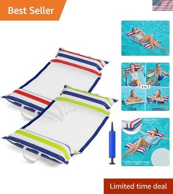 Inflatable Pool Hammock Float - 2 Pack Water Hammock Pool Floaties Multi-Purp...