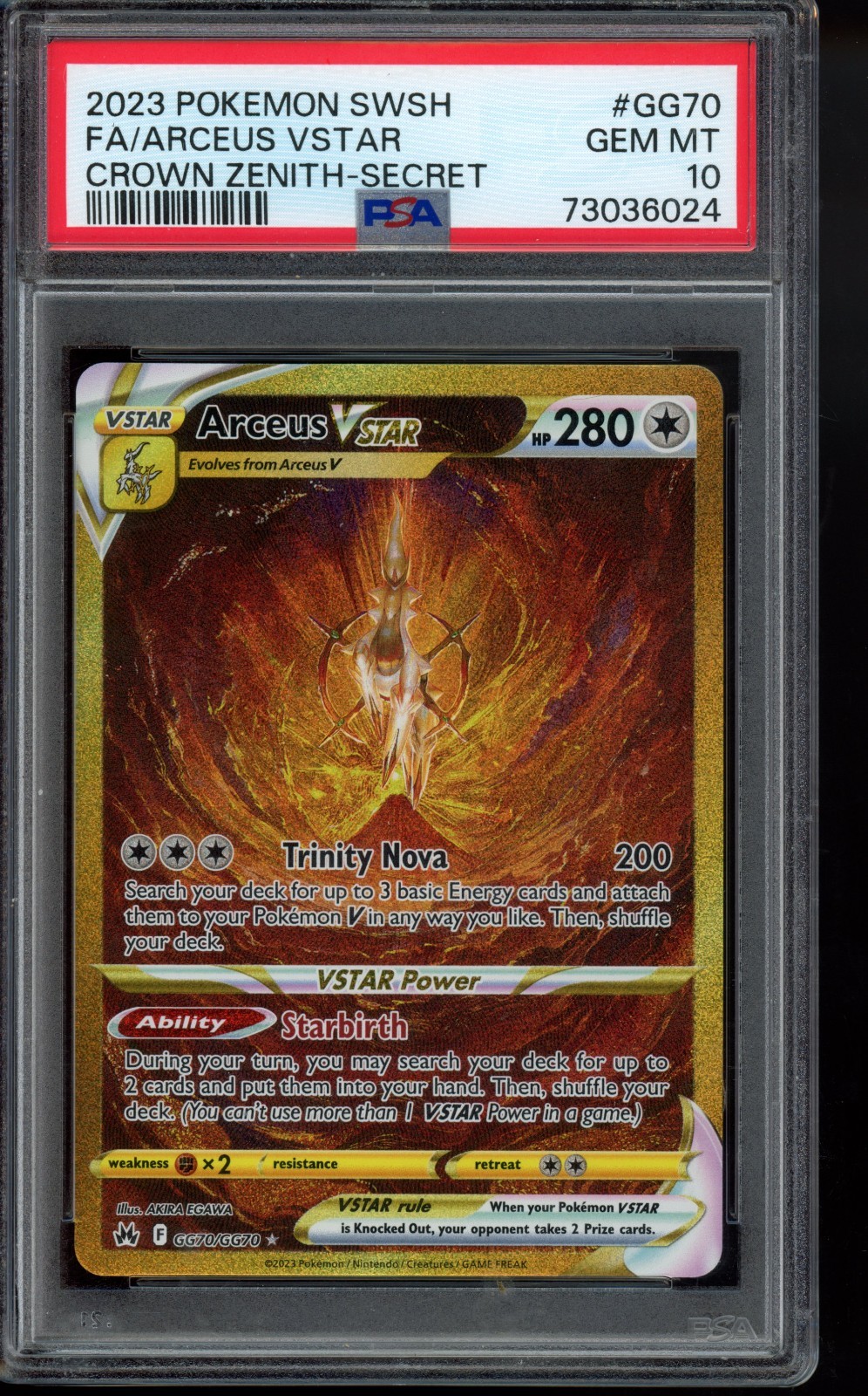 PSA 10 - 2023 Arceus VSTAR GG70/GG70 Crown Zenith: Galarian Gallery Holo