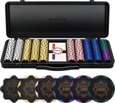 SLOWPLAY 14g Clay Poker Chips Set for Texas Hold'em, 500 PCS, with Numbered... 