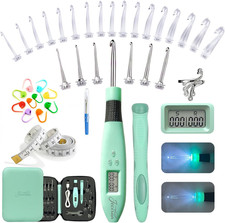 24 in 1 Light up Crochet Hook Set,Lighted Crochet Hooks with Counter,Counting Cr