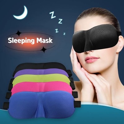 3D Contoured Cup Eye Mask Black Grey Little Star Sleep Aid Block Out Light