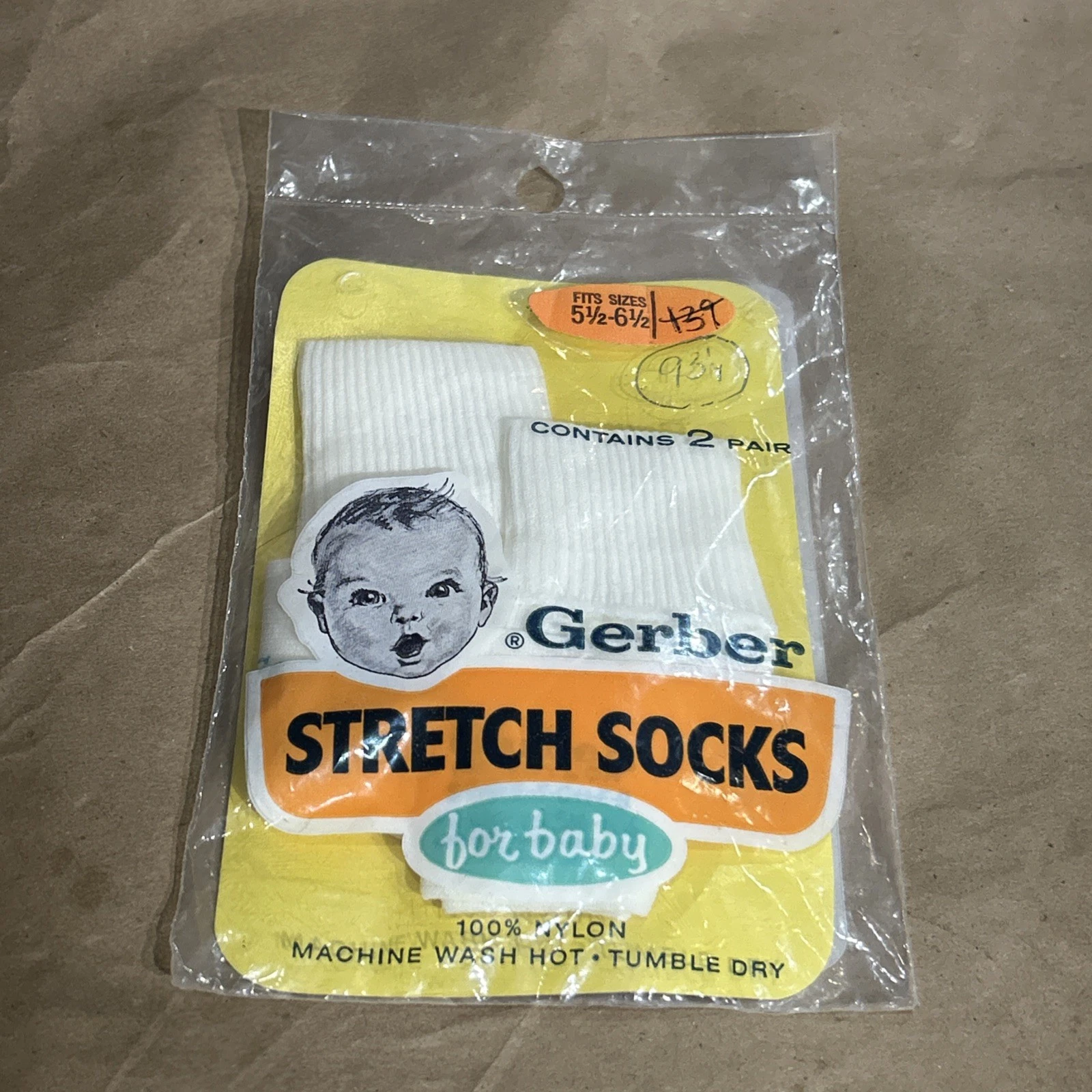 Vintage Gerber Stretch Socks For Baby Stretch Nylon NOS Fits 5 1/2-6 1/2