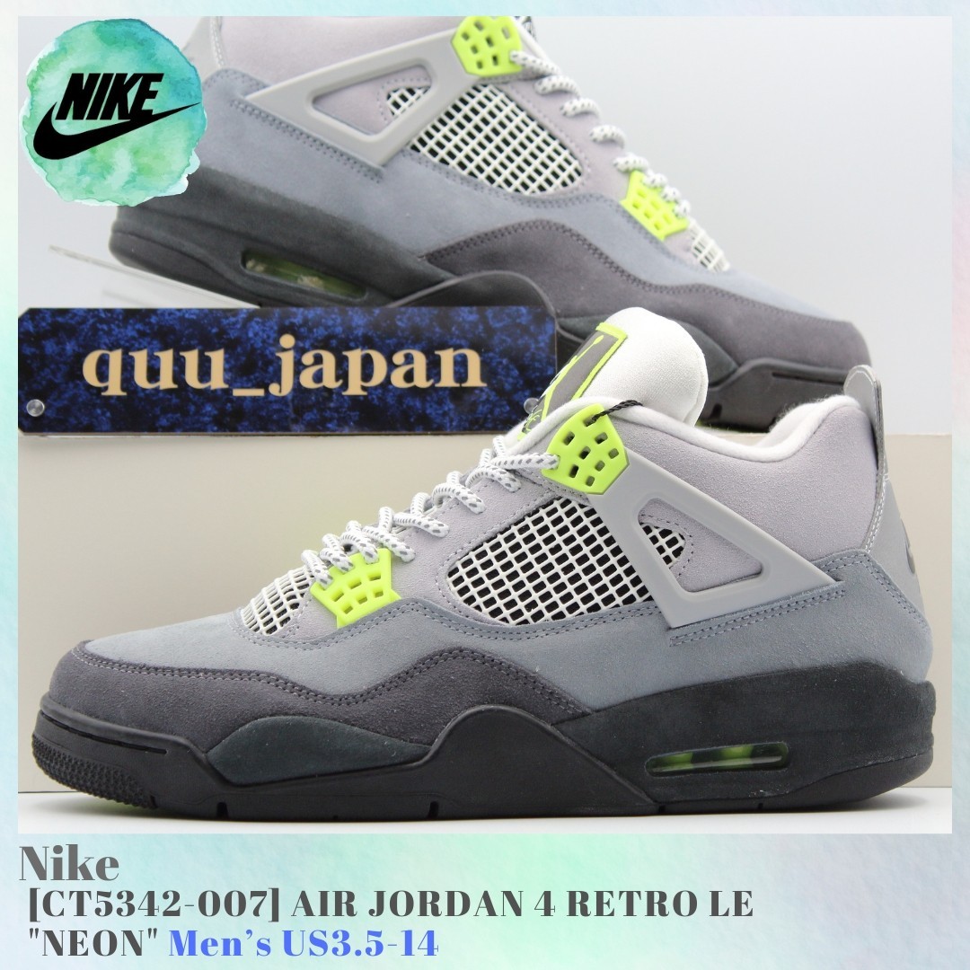 NIKE AIR JORDAN 4 RETRO LE NEON CT5342-007 Men's US3.5-14