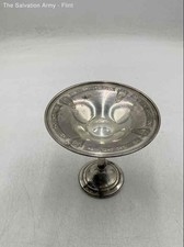 Pedestal Sterling Silver Mid-Century Modern Round Shape Compote Dish