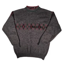 Holt Renfrew Sweater Mens Sz XL Pullover Wool Acrylic Crew Neck Argyle Pattern