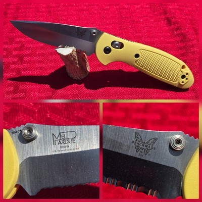 Benchmade Griptilian 556 Serrated S30V Mel Pardue Pocketknife Yellow Handle EUC