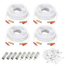 BNC Video Power Cable,45m/148ft All-in-One Security Camera Wire,4 Set White